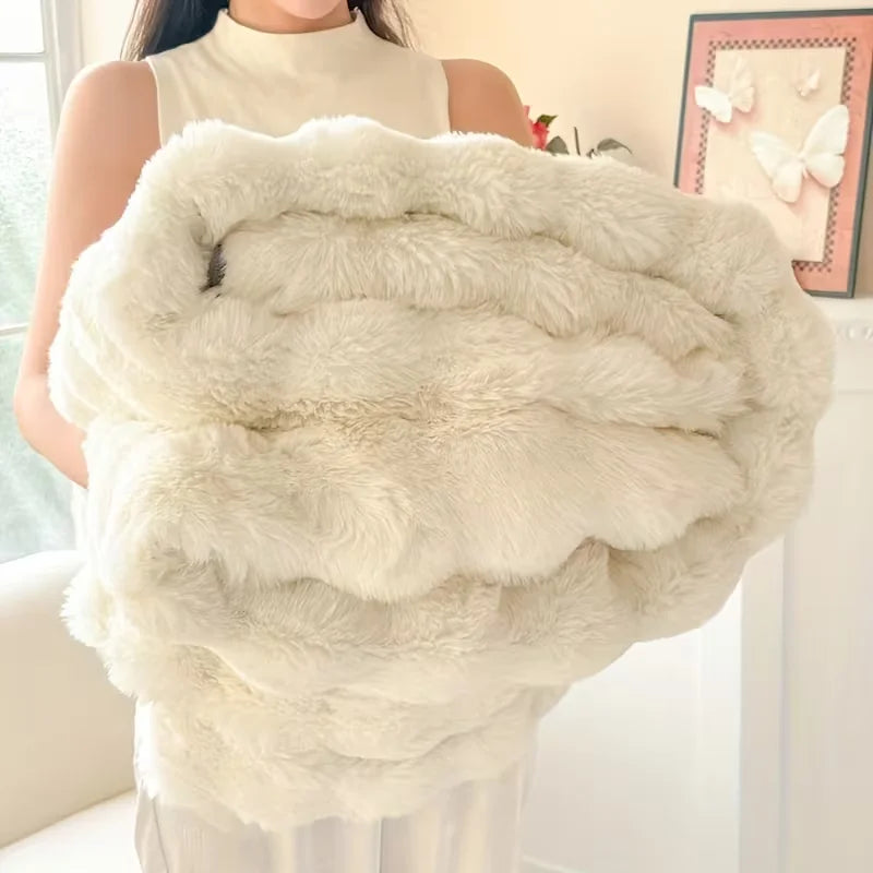 ROSEKIND Soft Faux Fur Rabbit Blanket for Cozy Home Comfort