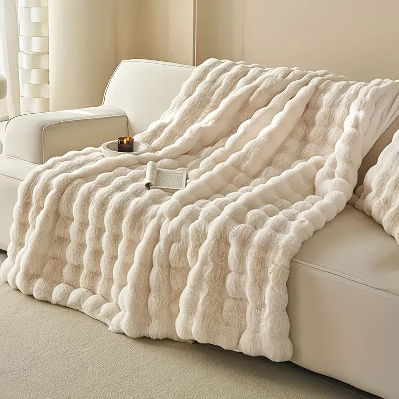 ROSEKIND Soft Faux Fur Rabbit Blanket for Cozy Home Comfort