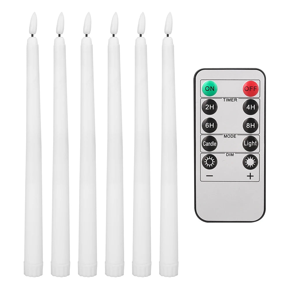 LED Flameless Taper Candles With Flickering Light And Remote Control