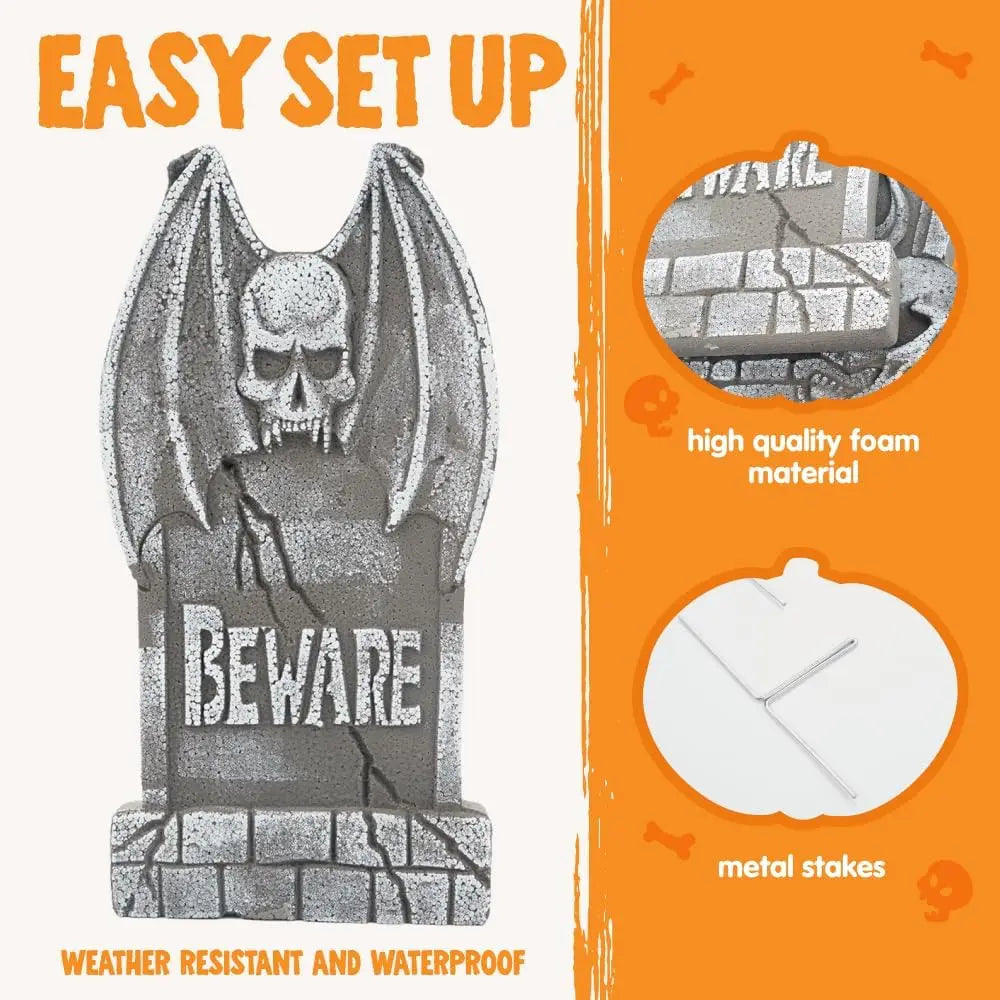 Halloween Outdoor Tombstone Decorations With Metal Stakes Cemetery Yard Decor