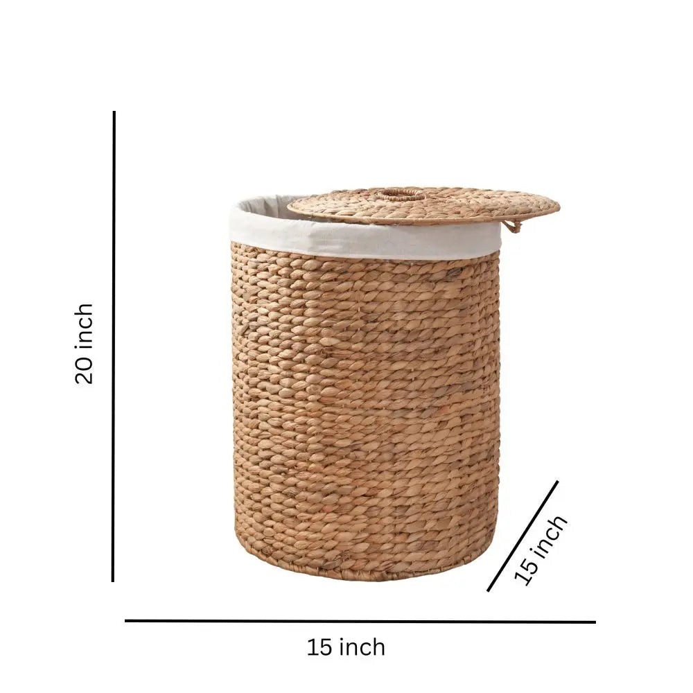 Water Hyacinth Woven Oval Laundry Hamper Storage Basket