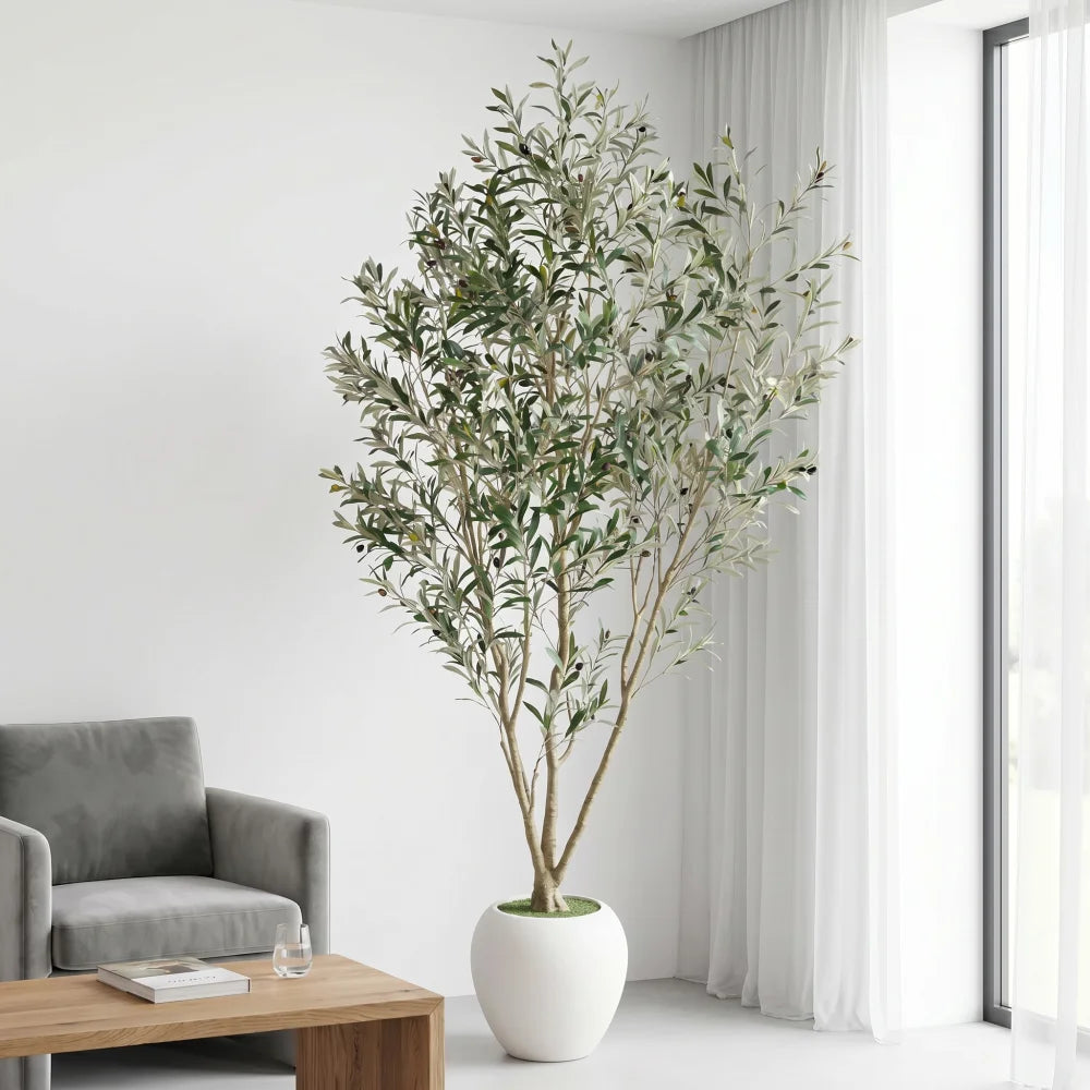 Artificial Olive Tree With Decorative Planter For Indoor Outdoor Decor