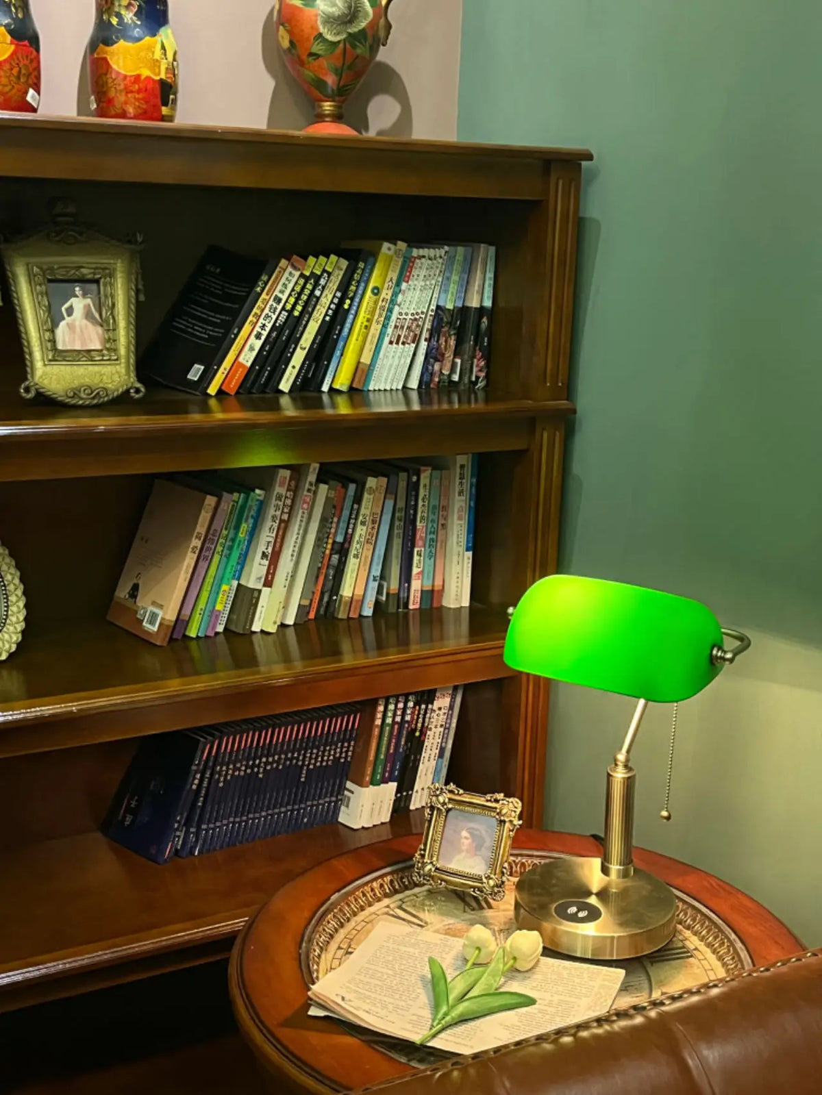 Traditional Banker Desk Lamp With USB Ports And Wireless Charging