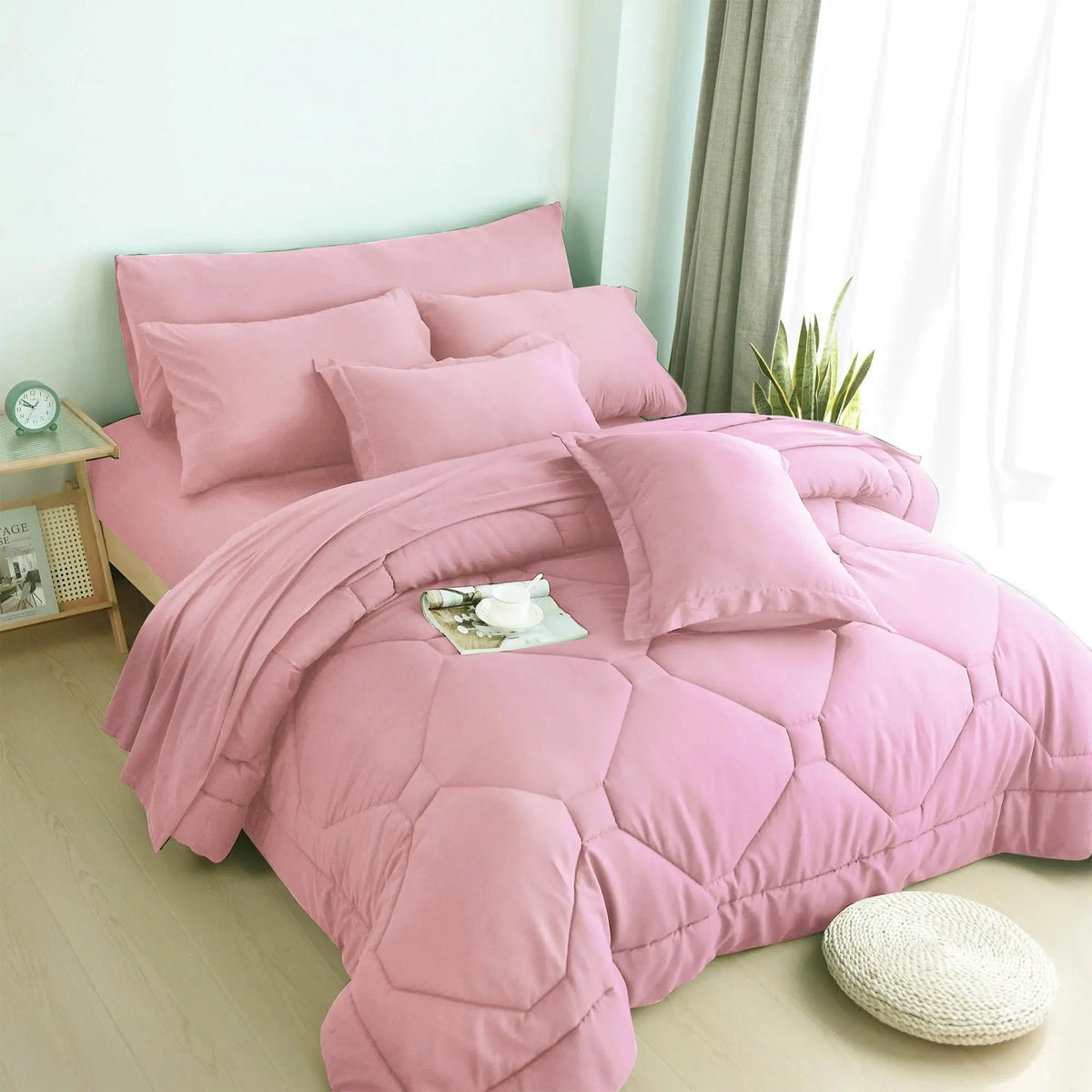 Modern Microfiber Comforter Set With Sheets Complete Bedding Set
