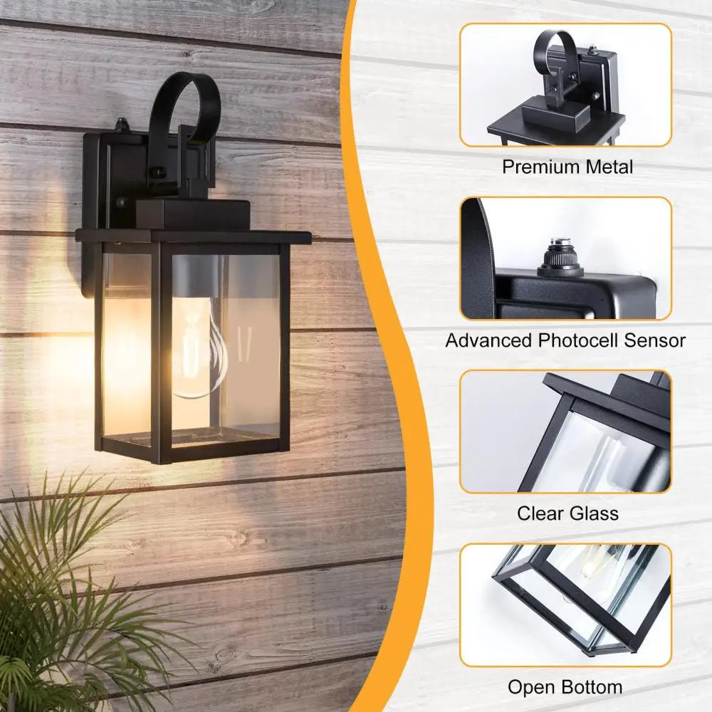 Outdoor Dusk To Dawn LED Wall Light With Tempered Glass