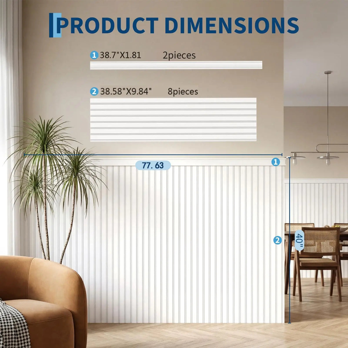 Paintable Fluted Wainscoting Wall Panel Kit for Decorative Accent Walls