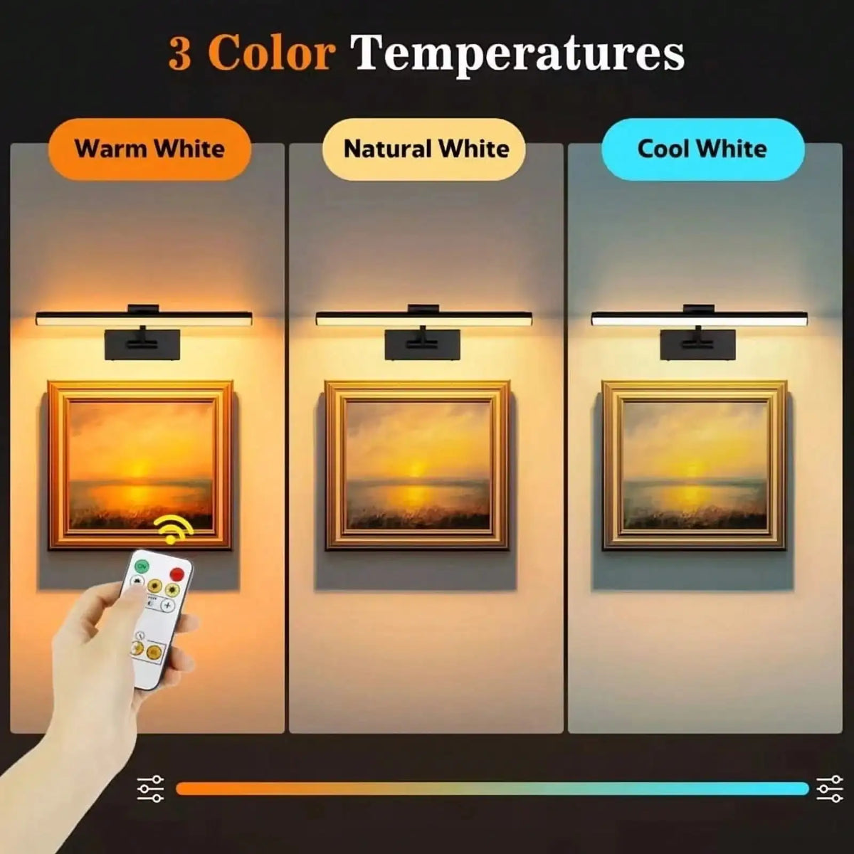 Rechargeable Magnetic LED Picture Light With Remote For Art Displays