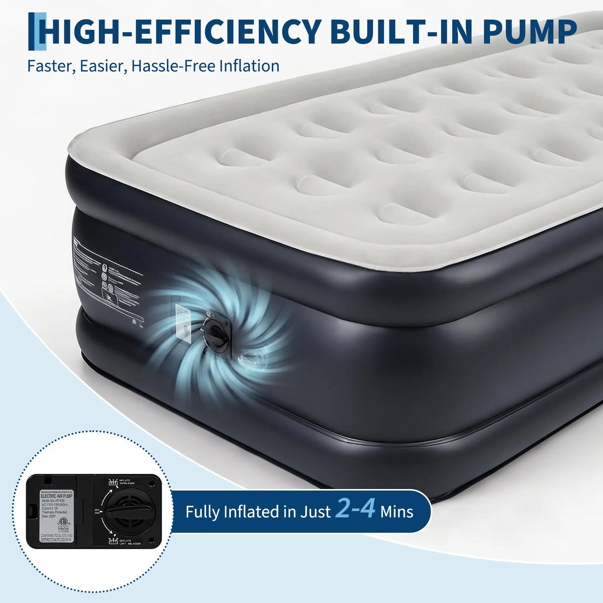 HiMISS Raised Air Mattress With Built In Pump Honeycomb Support