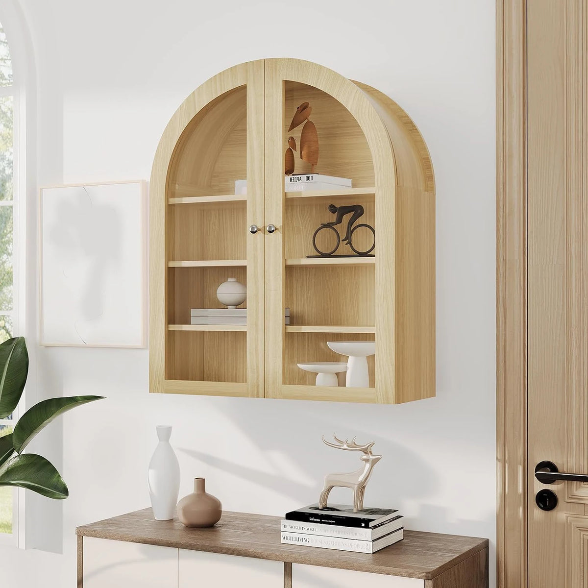 HiMISS Arched Bathroom Wall Cabinet With Adjustable Shelf