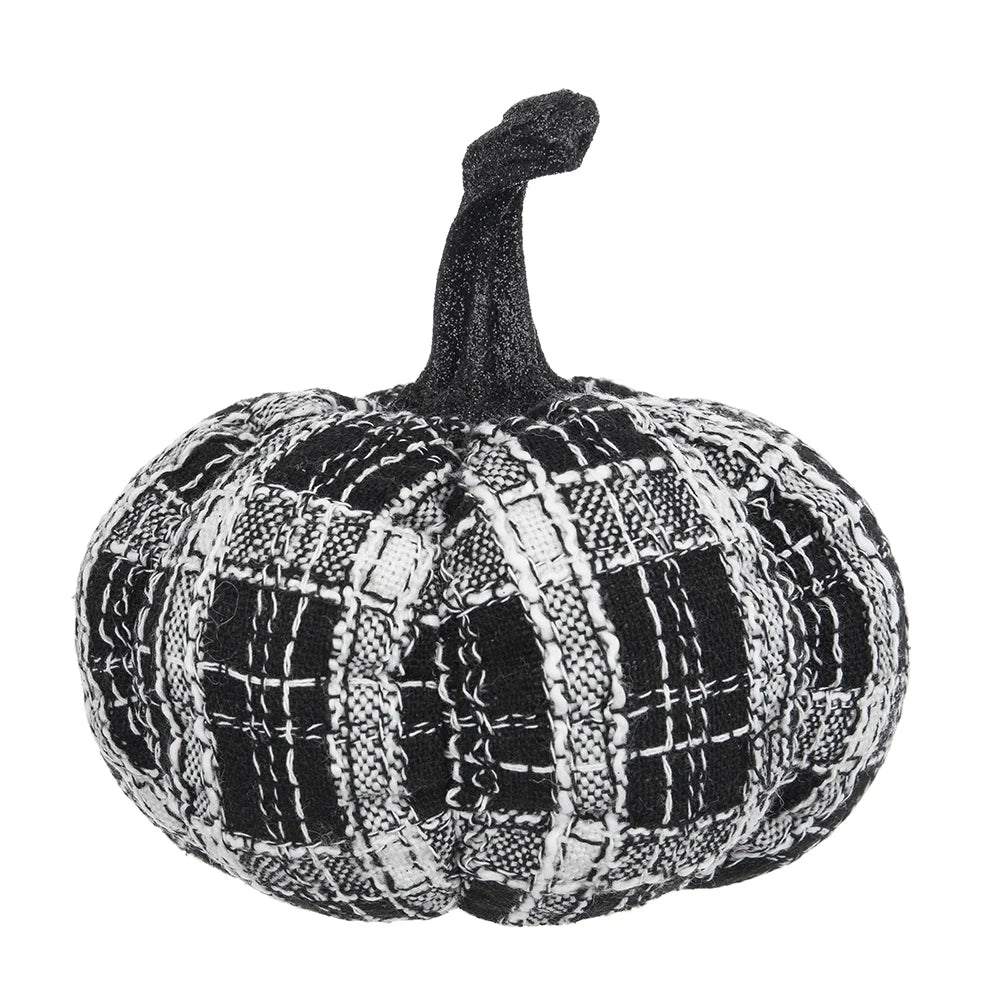 Set of 2 Fabric Lighted Plaid Pumpkins for Halloween Decor