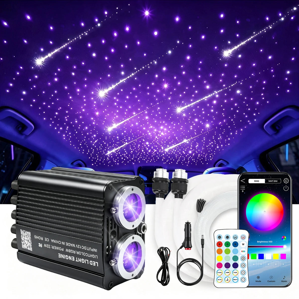 BRIVULGENT Fiber Optic Starlight Headliner Kit With Twinkle Effects