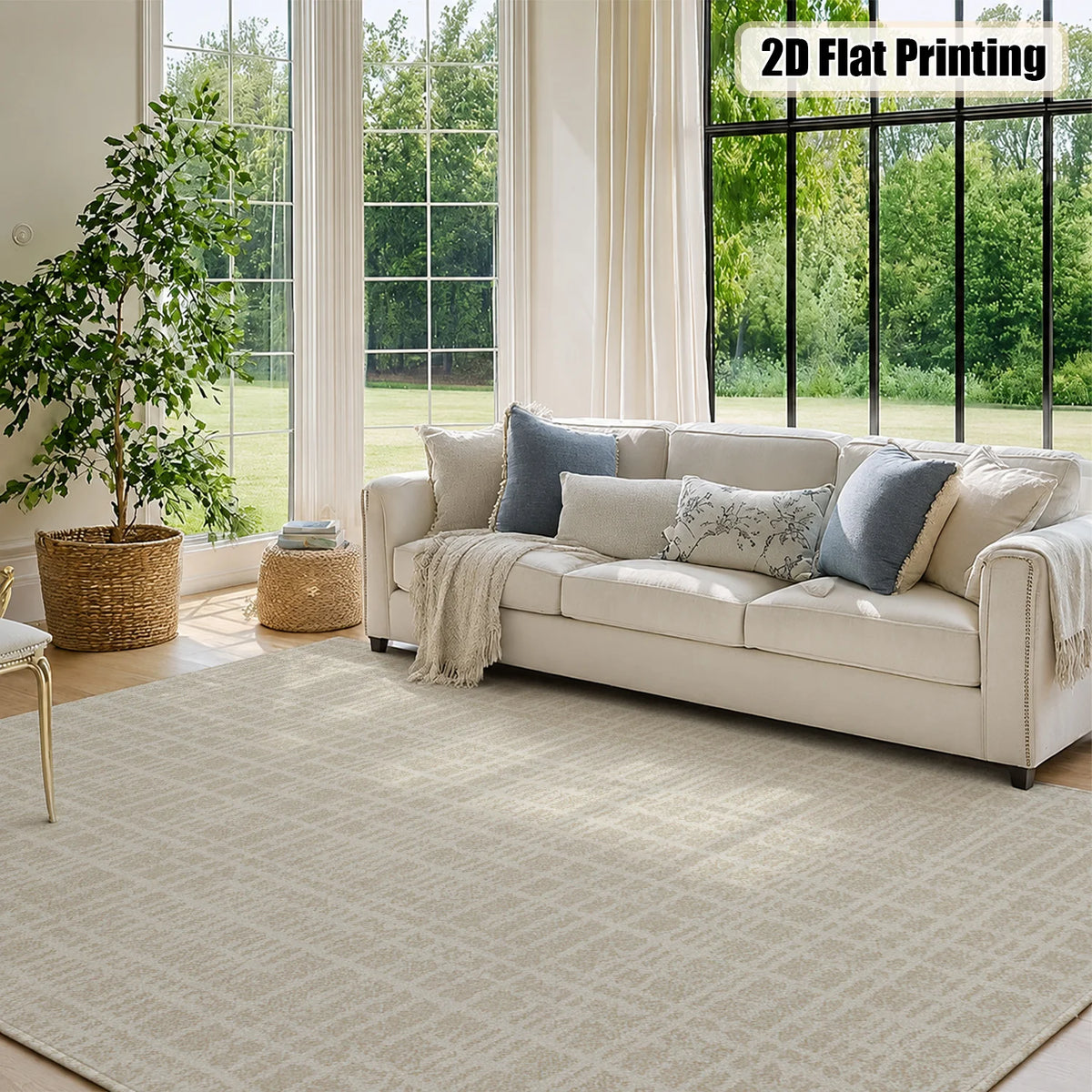 Soft Velvet Striped Area Rug With Non Slip Backing