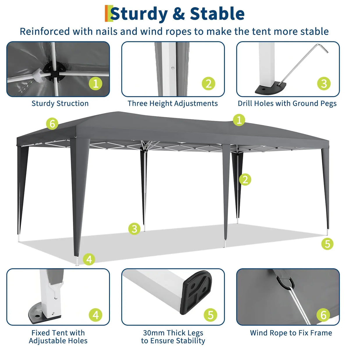 HiMISS Commercial Pop Up Canopy Tent With Six Removable Sidewalls