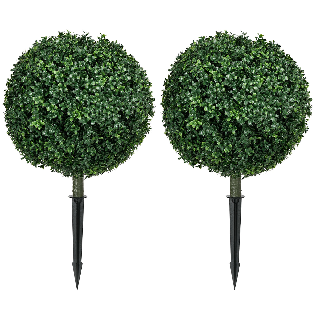 HOMCOM Artificial Boxwood Topiary Balls With Integrated Ground Stakes
