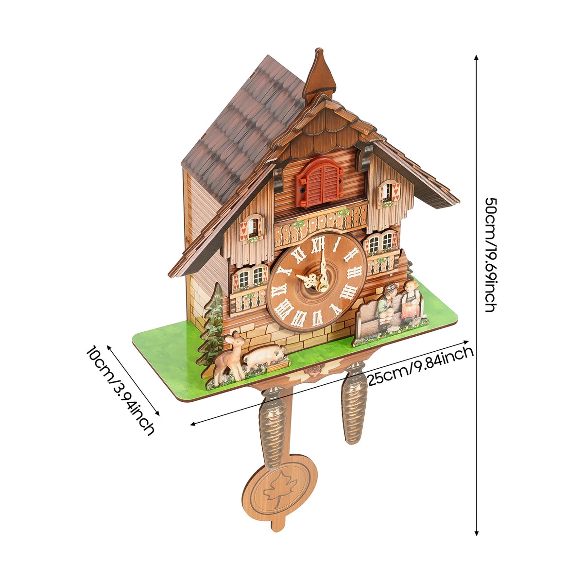 Decorative Wooden Wall Mount Analog Chime Cuckoo Clock
