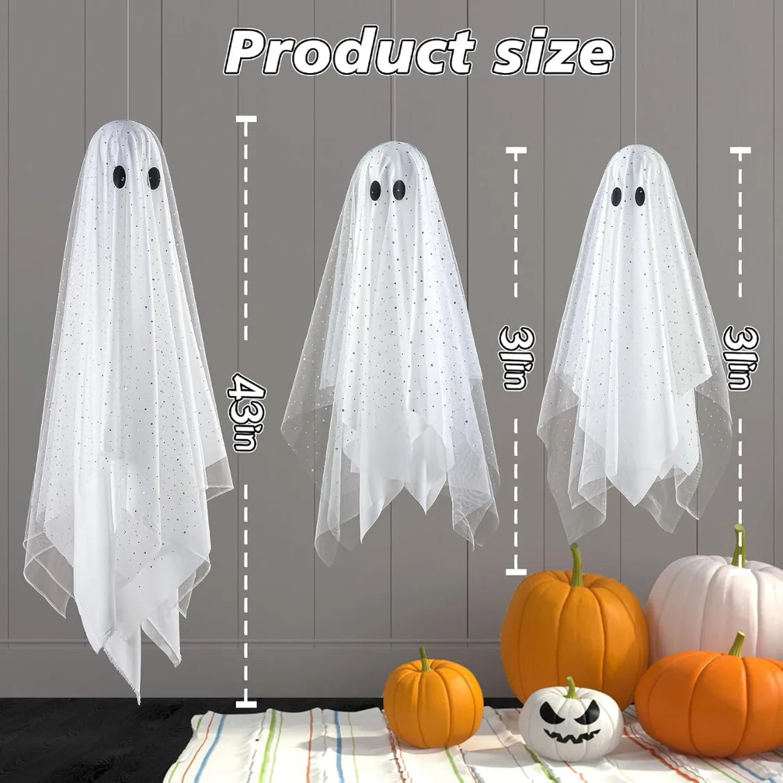 Lighted Hanging Ghost Decorations for Indoor Outdoor Halloween