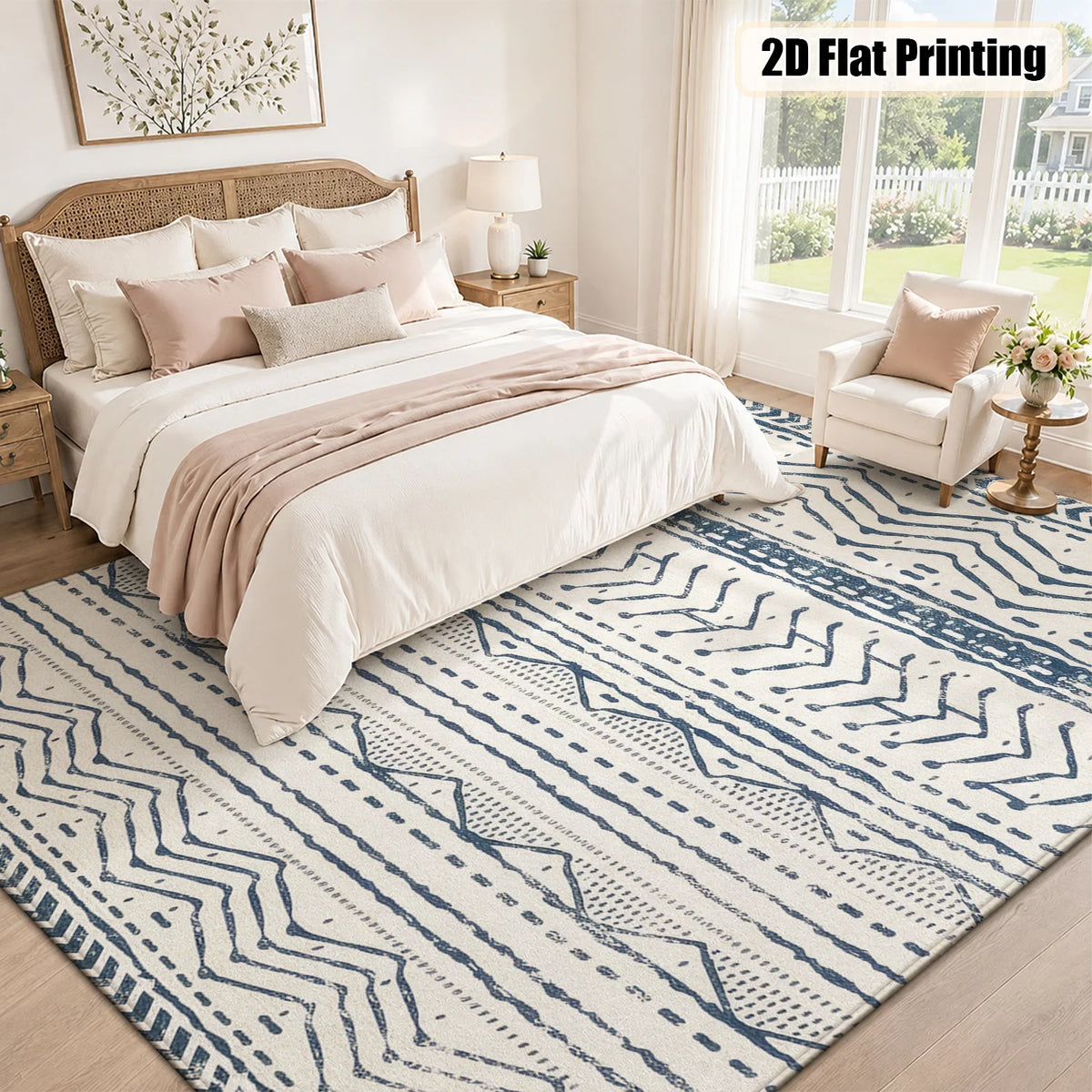 Washable Tribal Geometric Indoor Rug With Non Slip Backing