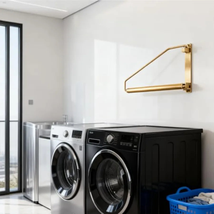 Folding Wall Mounted Brass Clothes Hanger Rack With Swing Arm