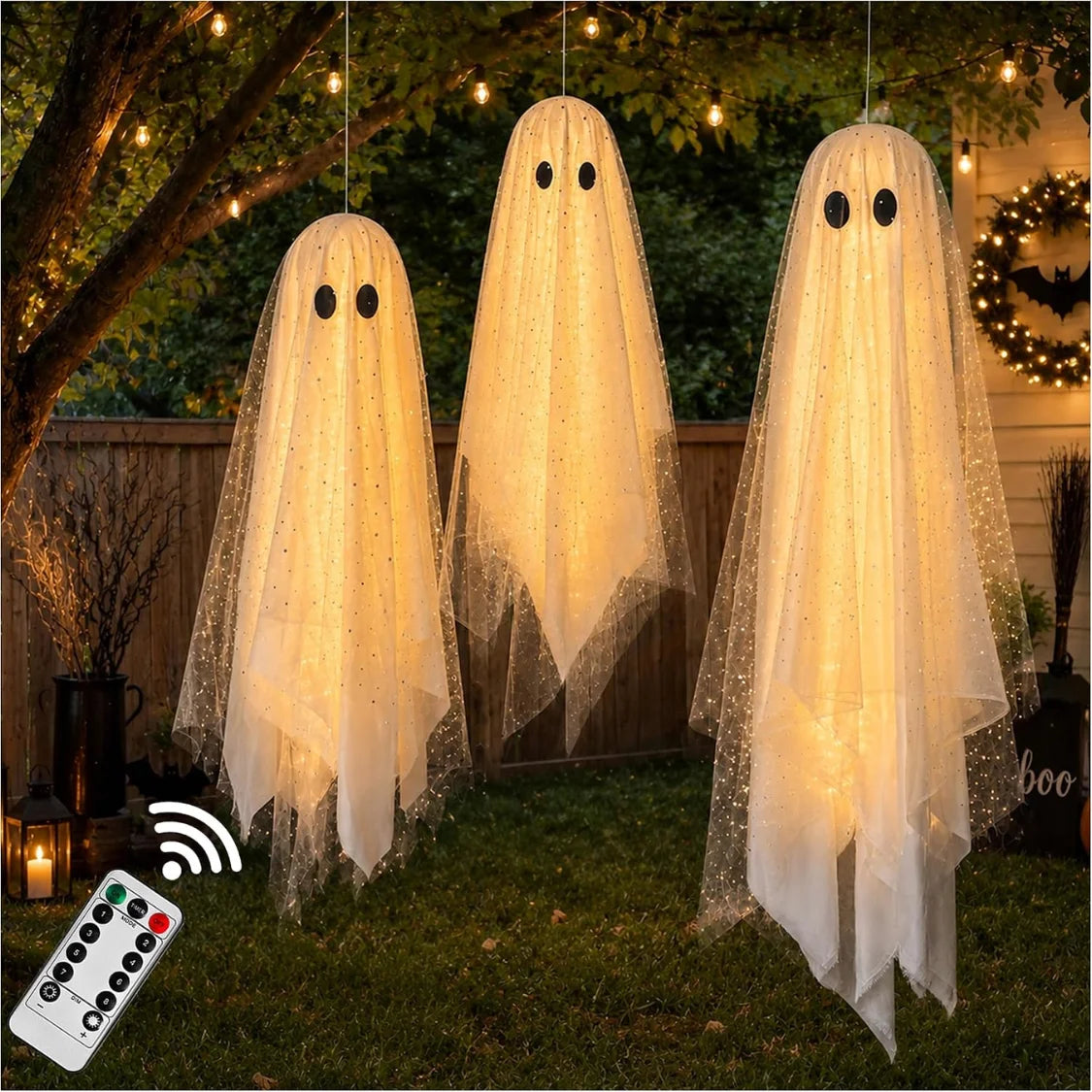 Lighted Hanging Ghost Decorations for Indoor Outdoor Halloween