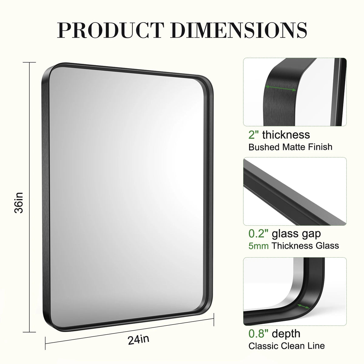 JHK Modern Metal Framed Wall Mirror For Living Room