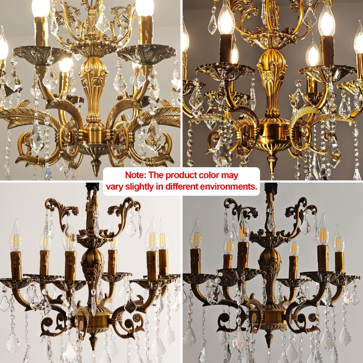 Vintage Crystal Chandelier Ceiling Light Pendant Fixture With Bulbs