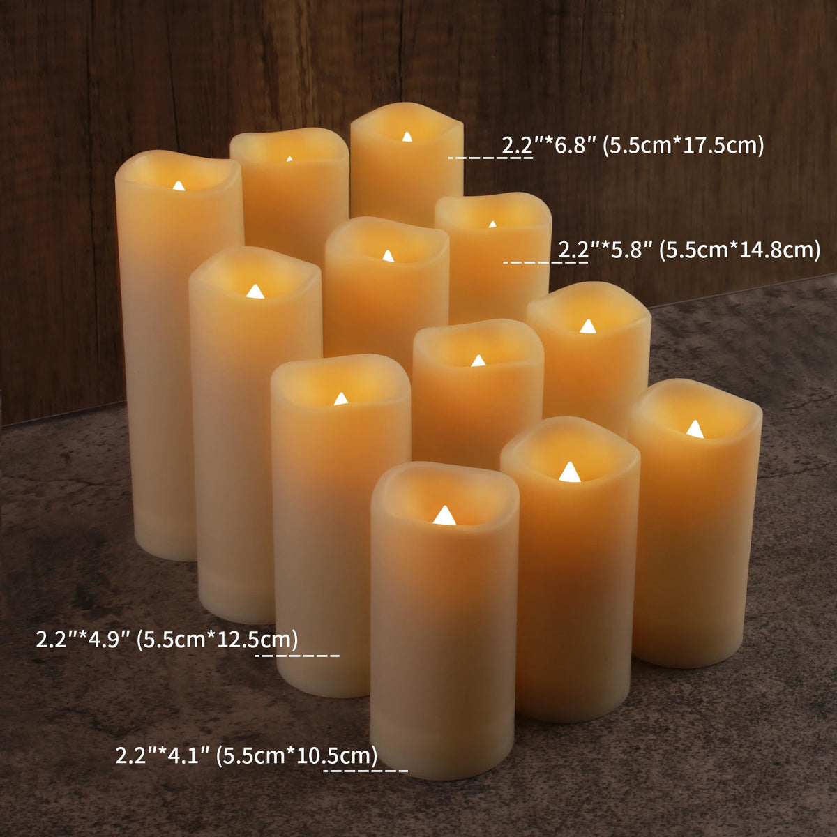 Waterproof Flameless Candles Set of 12 Battery Operated LED Pillar Candle with 2 Remote Controls & Timer Flickering Indoor Outdoor Electronic Lights for Wedding Patio Easter Bathroom Home Decor