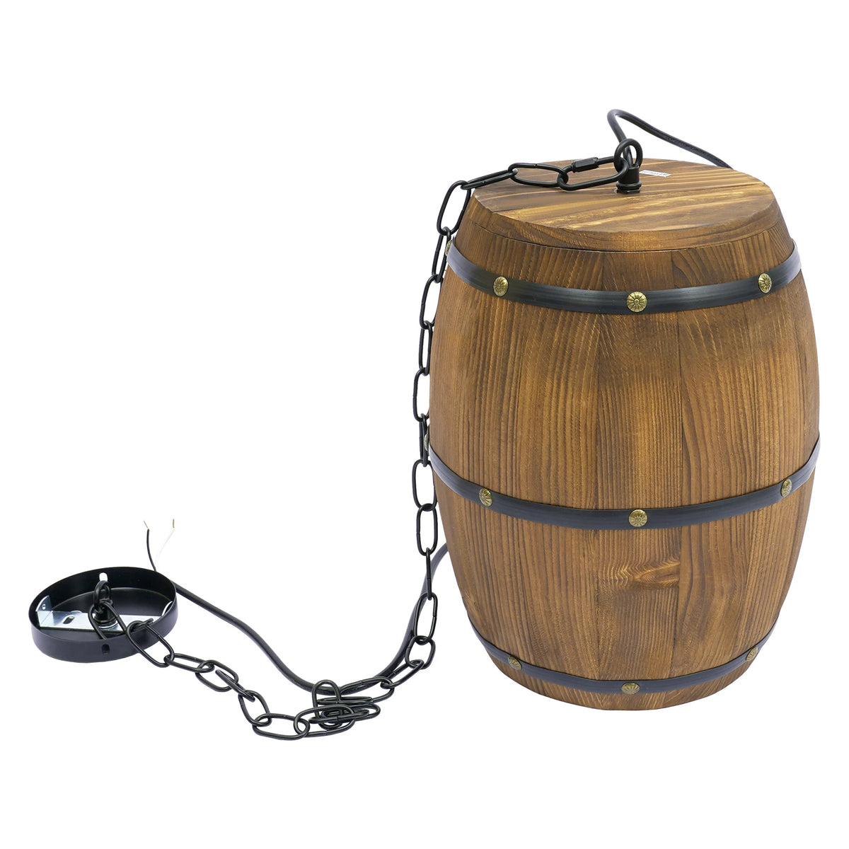 Retro Wood Barrel Pendant Light Industrial Vintage Chandelier For Home and Cafe Lights