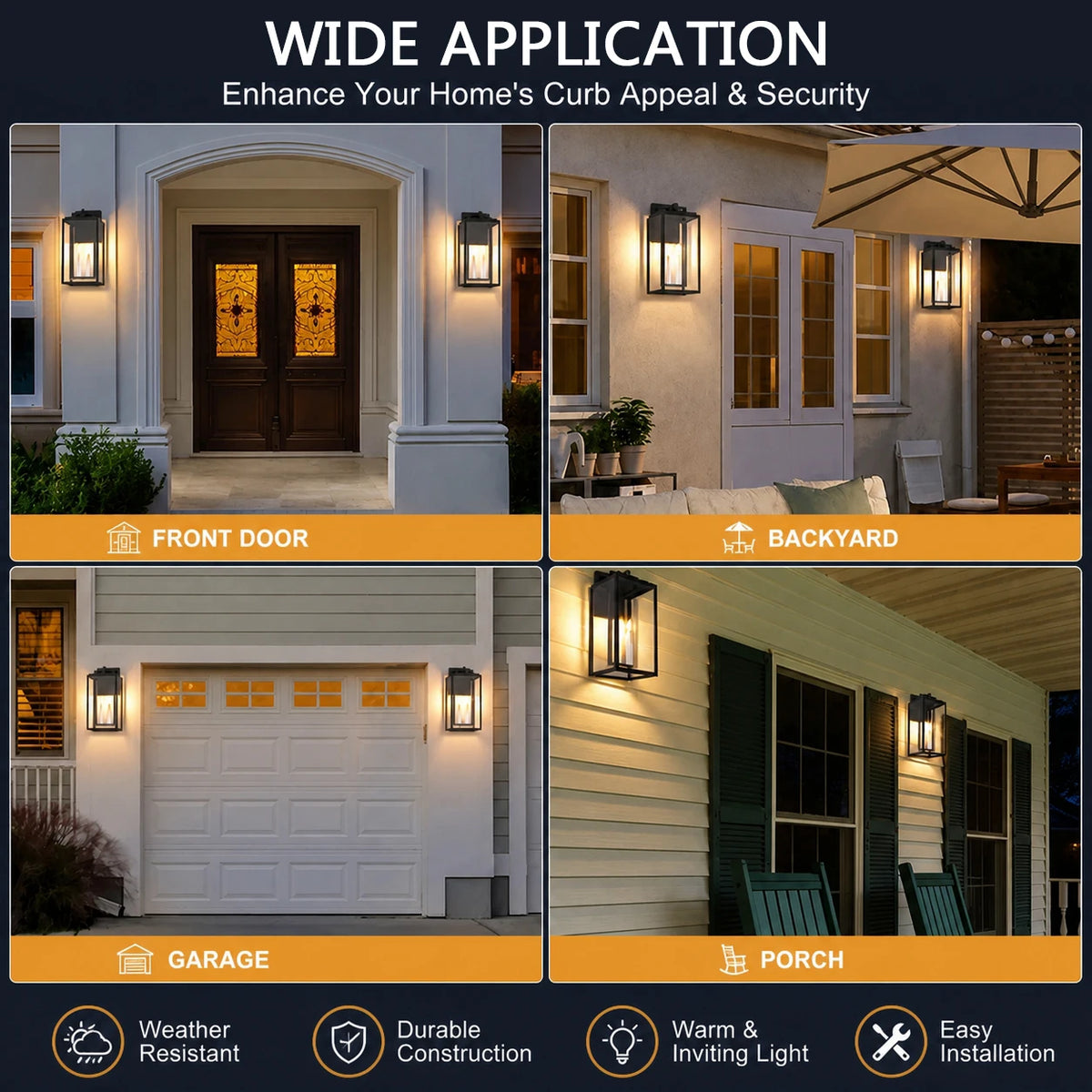 Two Light Dimmable Outdoor Wall Light With Clear Tempered Glass