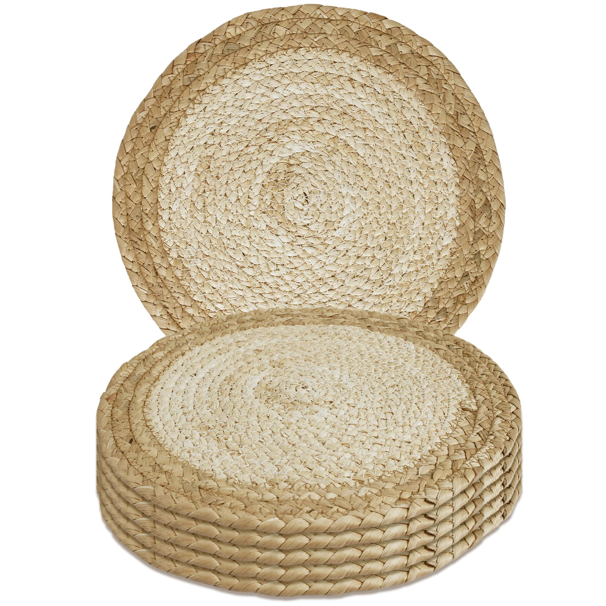 Set of 6 30cm Round Woven Placemats Wicker Rattan Handwoven Insulation Pad Boho Braided Natural Water Hyacinth Place Mats For Dining Home Wedding Party Decoration