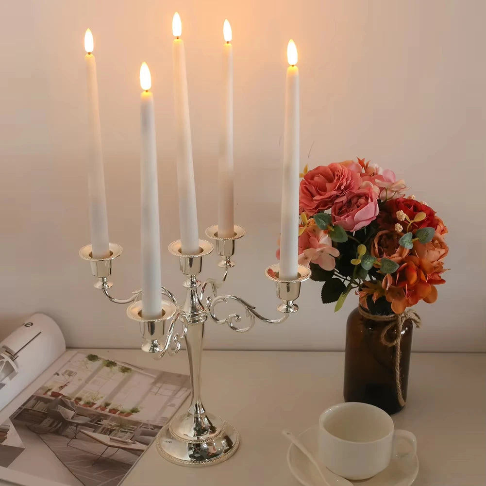 LED Flameless Taper Candles With Flickering Light And Remote Control