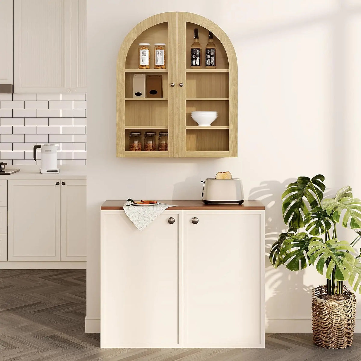 HiMISS Arched Bathroom Wall Cabinet With Adjustable Shelf