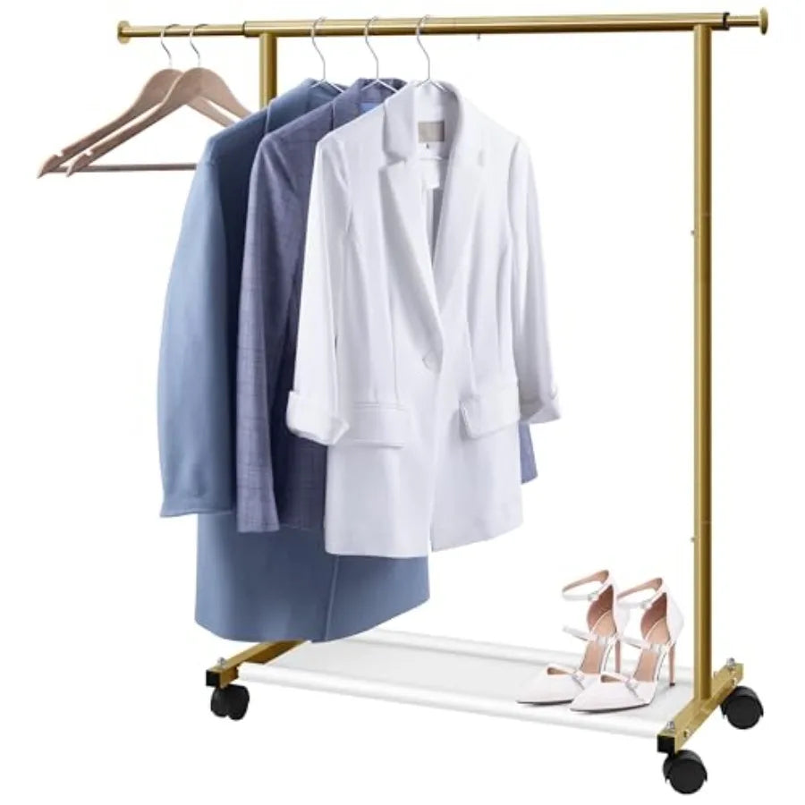 Bamboo Rolling Garment Rack Clothes Storage Organizer