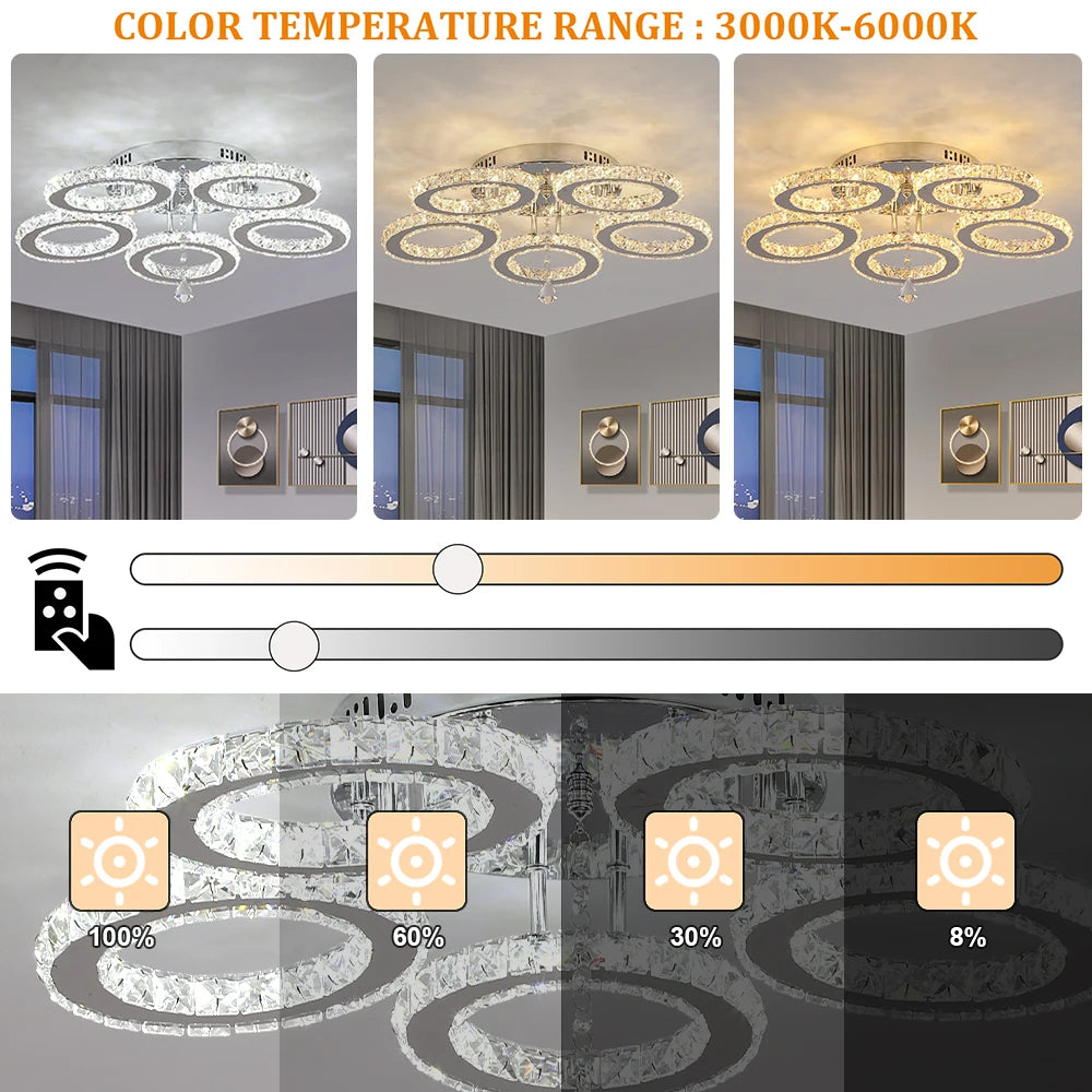 Vetrulus Modern Crystal LED Ceiling Chandelier Pendant Light Fixture