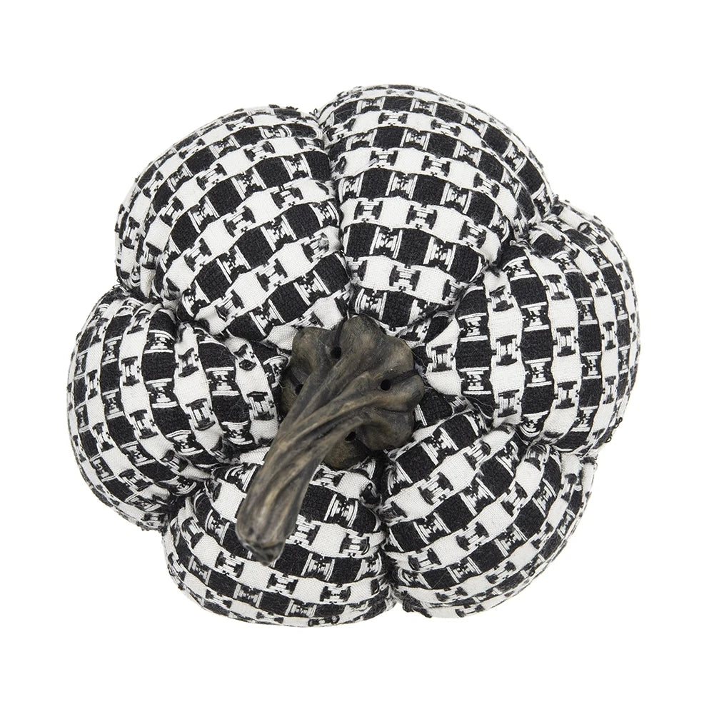 Fabric Plaid Pumpkin Decorations Set of 2 for Halloween Holiday