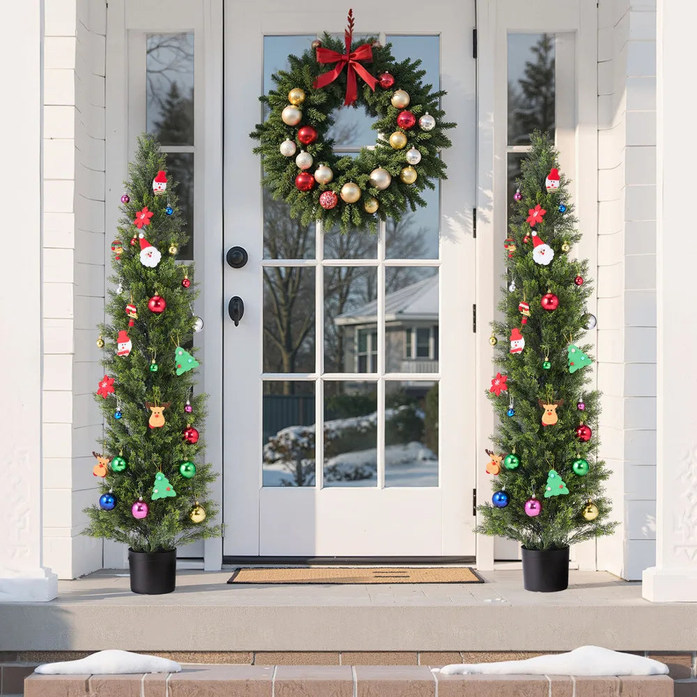 Artificial Topiary Cedar Trees Two Piece Faux Pine Plants
