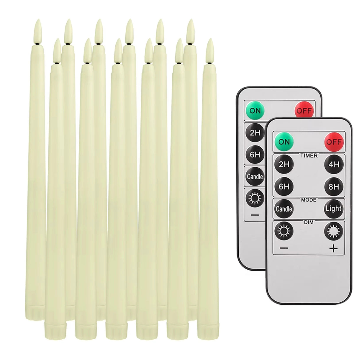 LED Flameless Taper Candles With Flickering Light And Remote Control