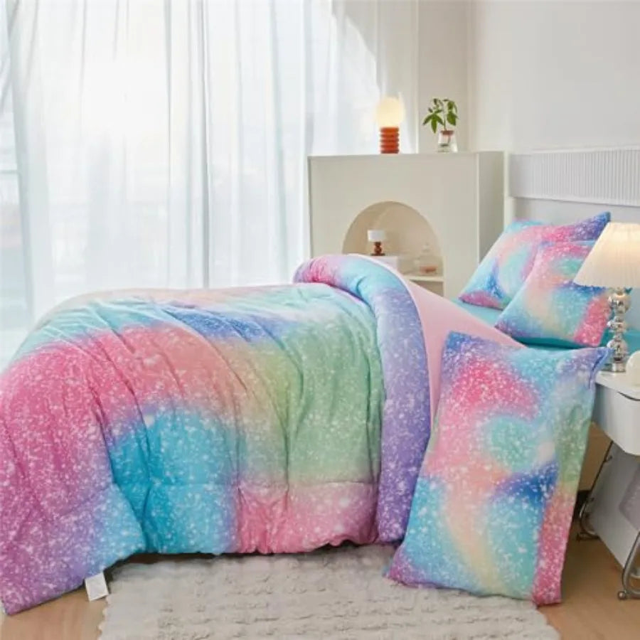 Girls Galaxy Glitter Comforter Set With Coordinated Bedding Accessories