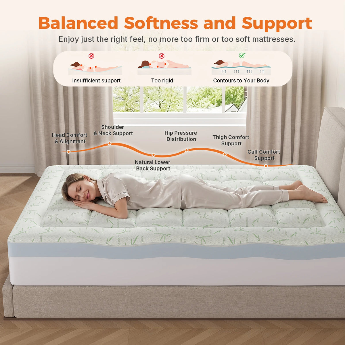 MCQ Dual Layer Gel Memory Foam Mattress Topper Cooling Cover