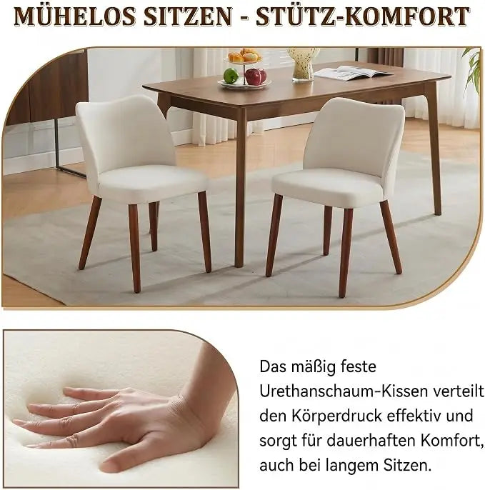 HiMISS Cushioned Dining Chairs With Wood Legs Set Of Two
