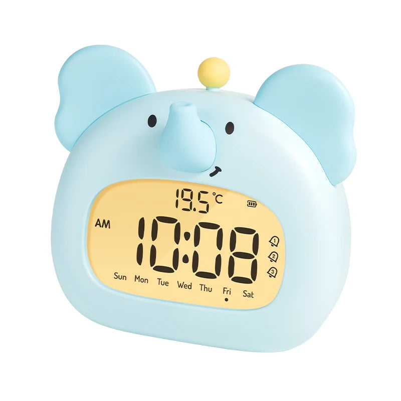Bedside LED Clock Kids Alarm Clock Children's Sleep Trainier Temperature Display With Rechargeable Control Digital Cute Capybara