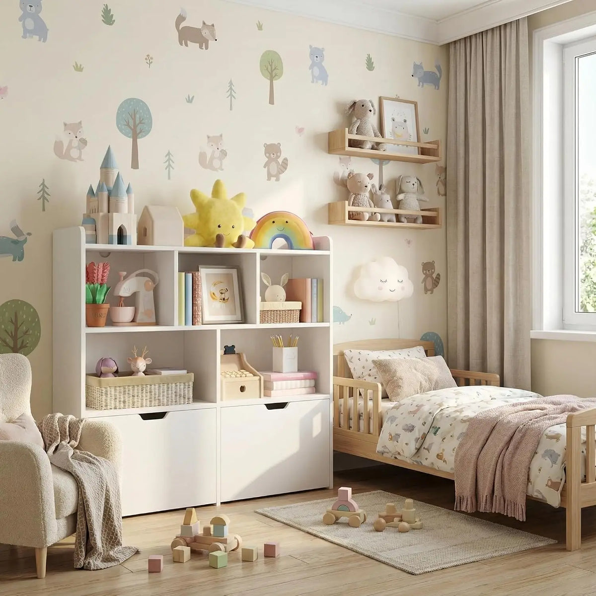 HiMISS Toy Storage Organizer With Rolling Drawers And Open Cubbies