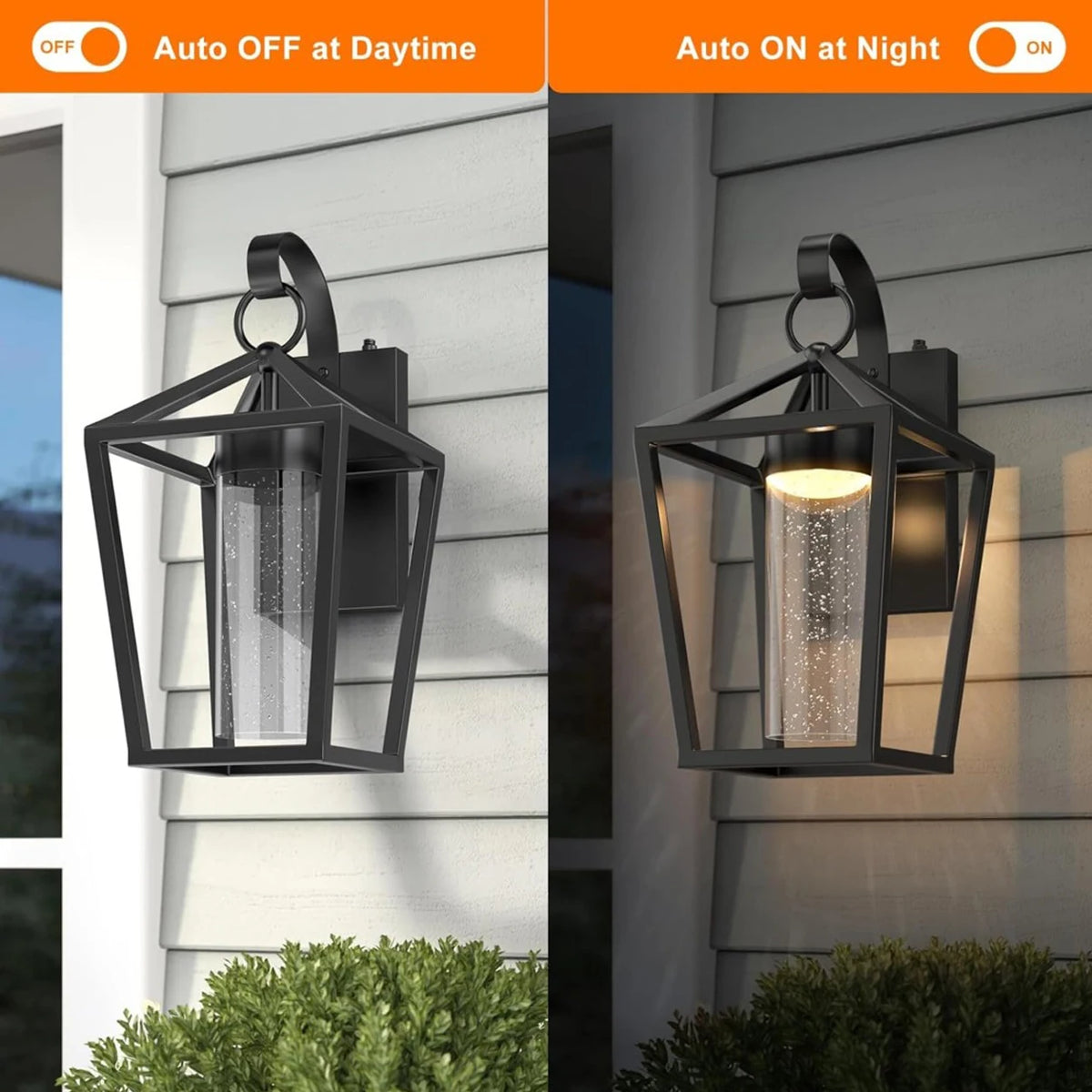 Dimmable Outdoor LED Sconce With Seeded Glass Dusk To Dawn