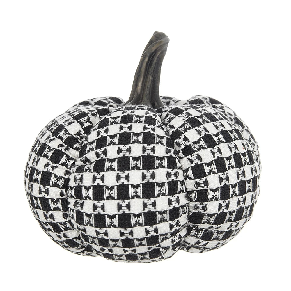 Fabric Plaid Pumpkin Decorations Set of 2 for Halloween Holiday