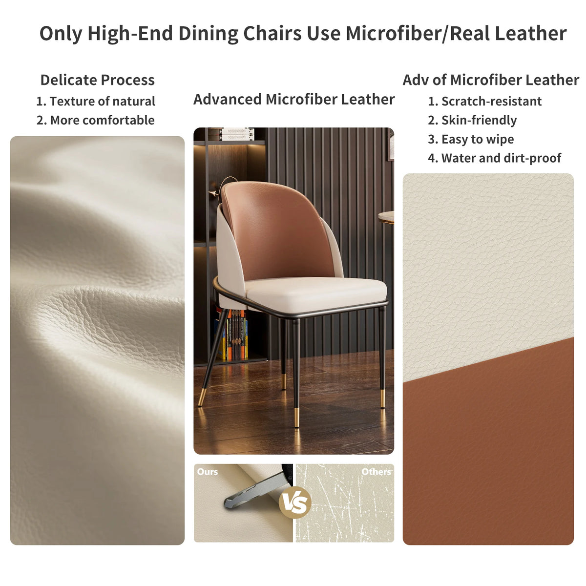 Modern Faux Leather Upholstered Dining Chairs Set of Two