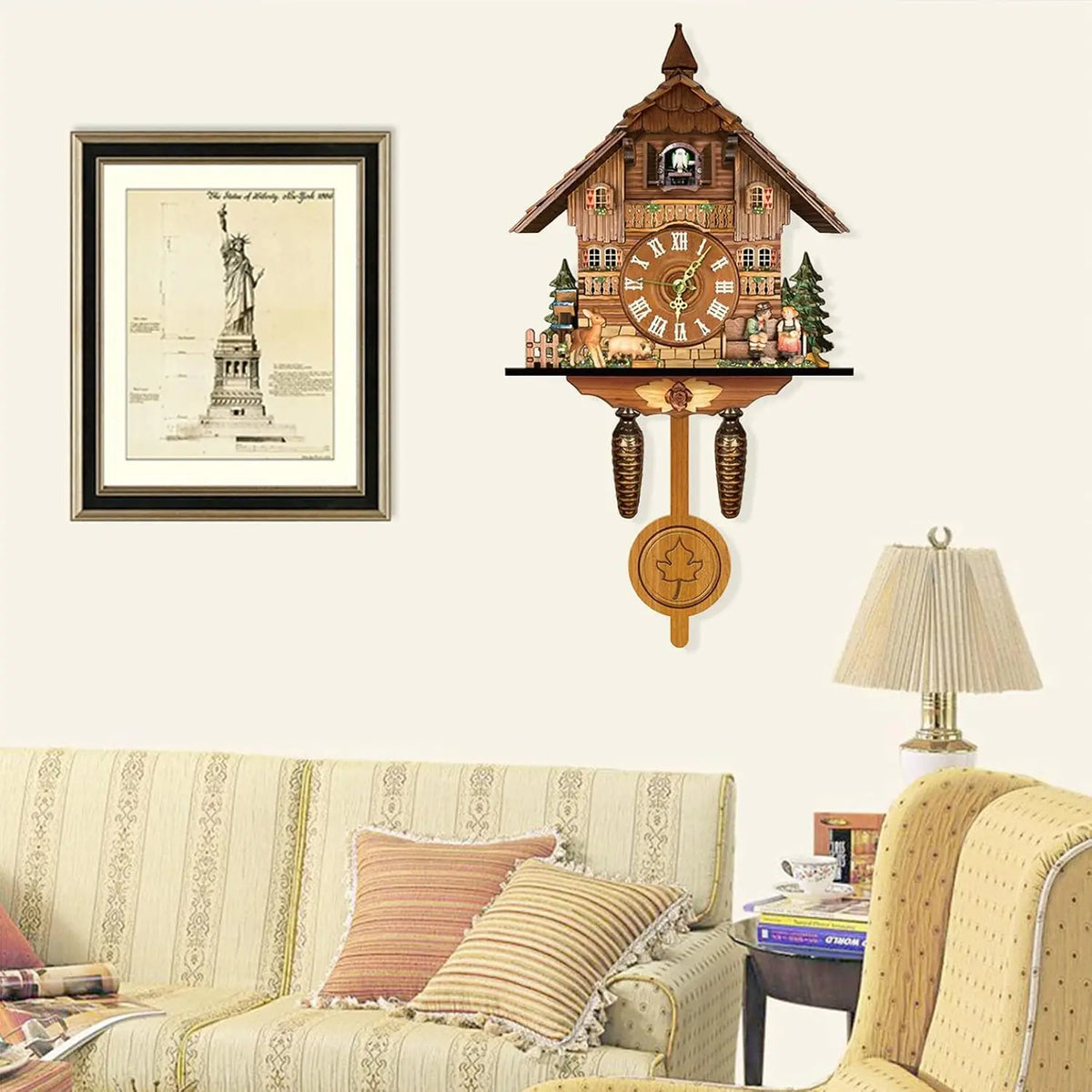 Northern European Cuckoo Wall Clock With Decorative Alarm Function