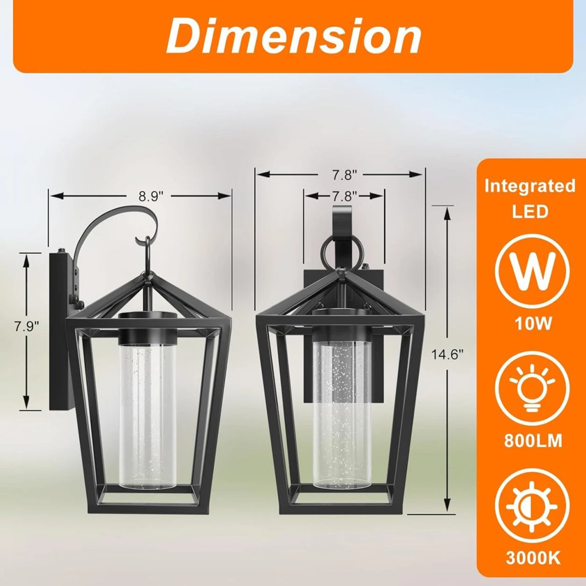 Dimmable Outdoor LED Sconce With Seeded Glass Dusk To Dawn