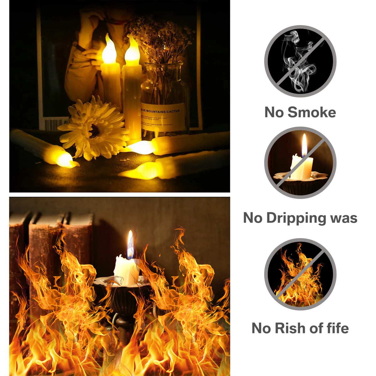 LED Flameless Taper Candles for Weddings and Home Decor
