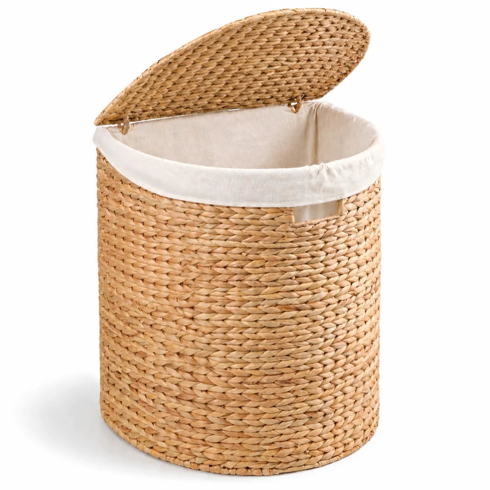 Water Hyacinth Woven Oval Laundry Hamper Storage Basket