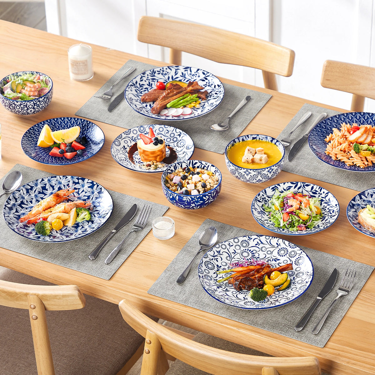 MALACASA Ceramic Dinnerware Plate Set For Elegant Dining