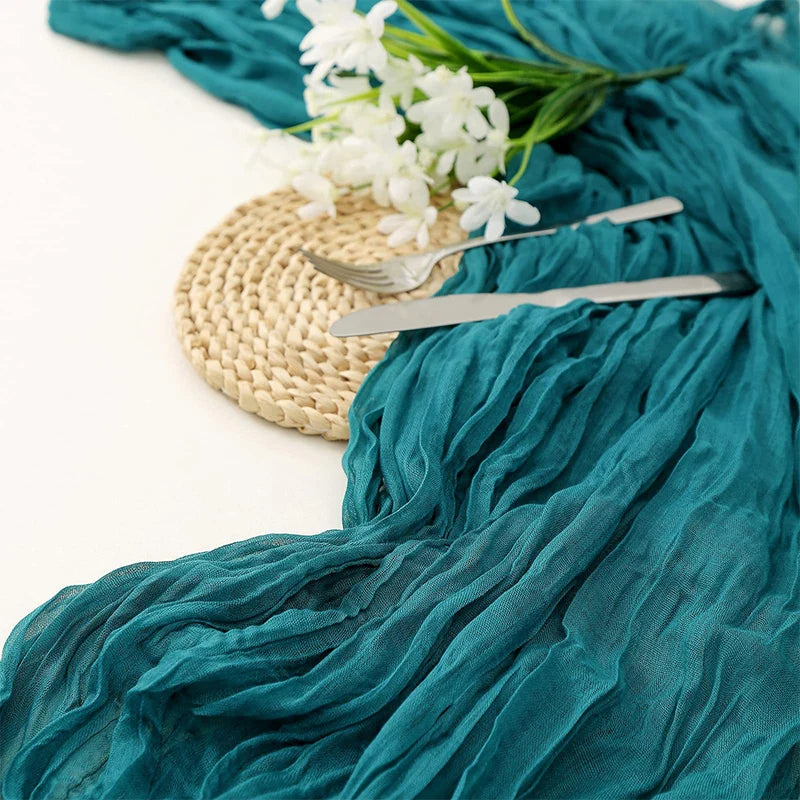90x300 cm Knit Cloth Table Runner Wedding Birthday Party Banquet Decoration Gauze Fabric Voile Table Cloth Twist Table Cover